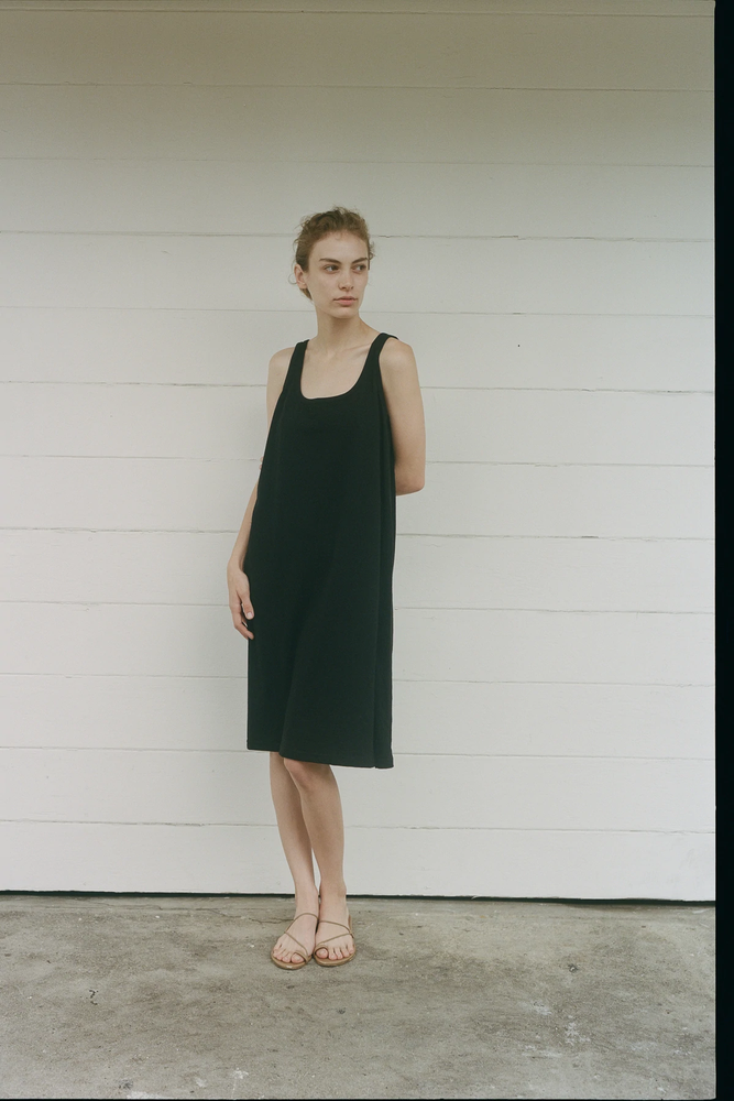 Boat neck black 2024 dress